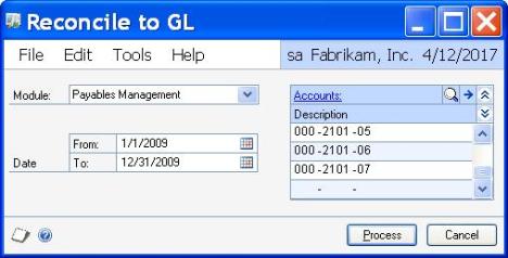 AP to GL Reconcile Tool Entry Screen